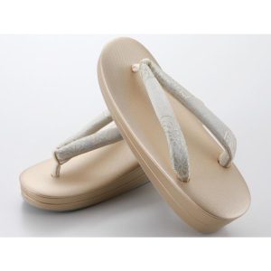 フォーマル 礼装用 白梅 草履 絹目調合皮 二枚芯 ゴールド zh-341-10