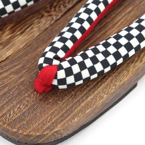 下駄 LLサイズ女性 女下駄 レディース 大きいサイズ 桐 黒 市松 実寸全長25.5cm 幅7.5cm 新品 履物 即日発送